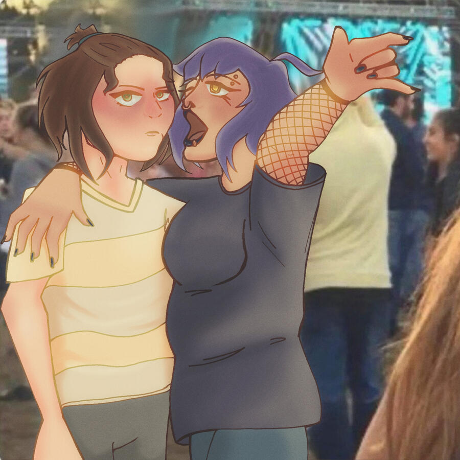 "Nagatsuka and Ose at a Very Loud Concert"